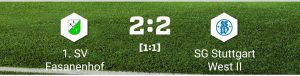 Mehr über den Artikel erfahren Spielbericht 1. SV Fasanenhof – SG West 2